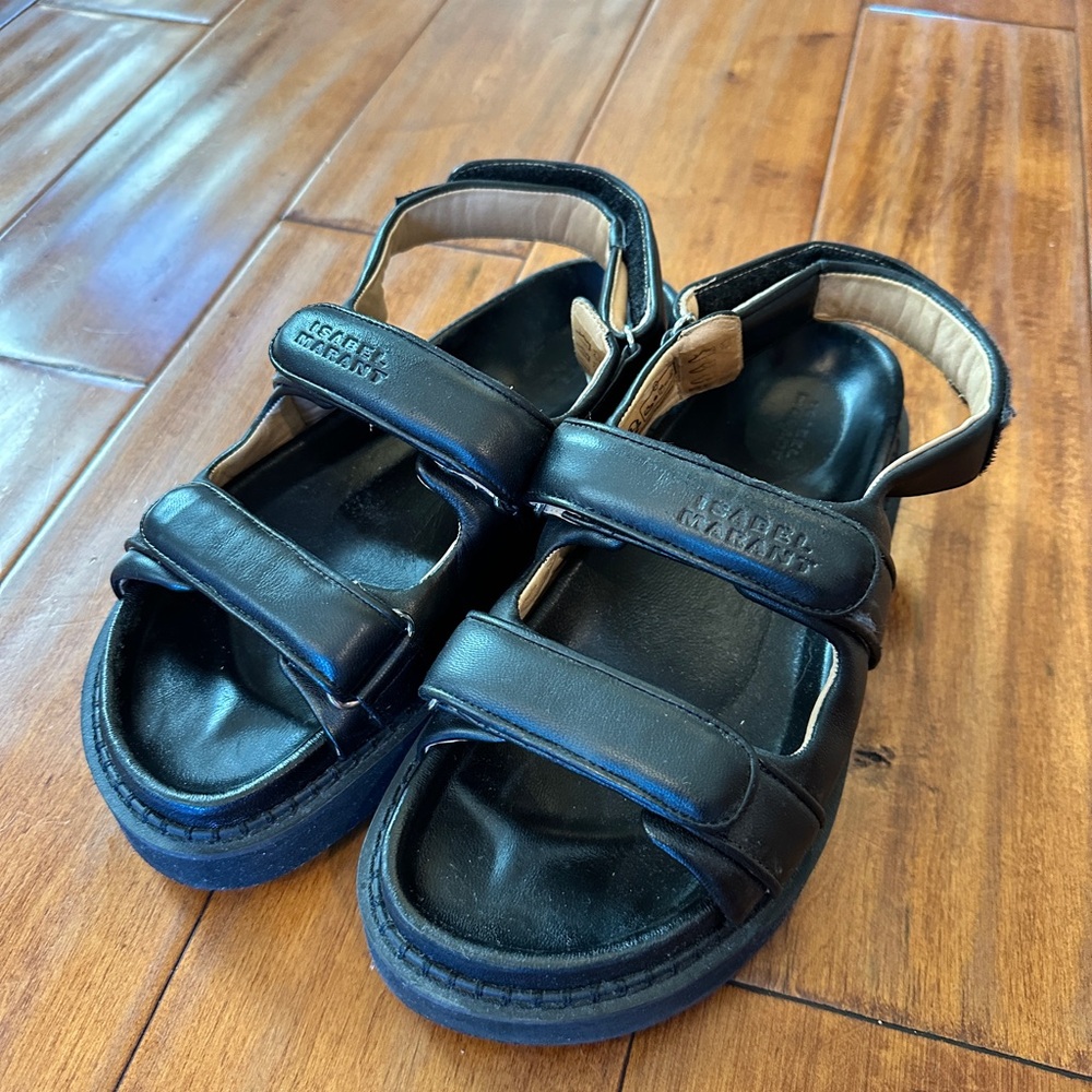 Isabel Marant Black Leather Sandals
